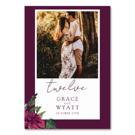 エレガント秋写真の表結婚番カード テーブルナンバー (正面)