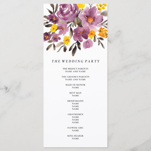 エレガント秋冬パープルフローラ結婚式 プログラム (裏面)