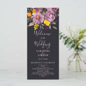 エレガント秋冬パープルフローラ結婚式 プログラム (スタンド正面)