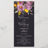 エレガント秋冬パープルフローラ結婚式 プログラム (正面)