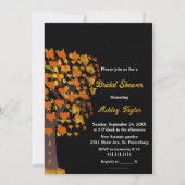 エレガント秋彫刻ツリー白黒ブライダルシャワー 招待状 (正面)