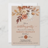 エレガント秋水彩フローラオンタウペパーティー 招待状 (正面)