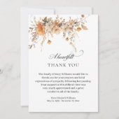 エレガント秋水彩フローラ葬式ありがとう サンキューカード (正面)