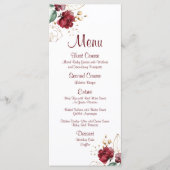 エレガント秋水彩画ブルゴーニュと金ゴールドフローラ メニュー (正面)