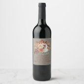 エレガント秋水色フローラ灰色 ワインラベル (正面)