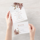 エレガント秋秋水色フローラ結婚ズ オールインワン招待状 (貼ってはがせる)