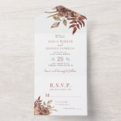 エレガント秋秋水色フローラ結婚ズ オールインワン招待状 (内側)