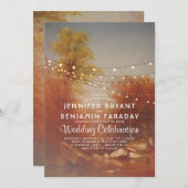 エレガント秋素朴ツリーストリングラ結婚イト 招待状 (正面/裏面)