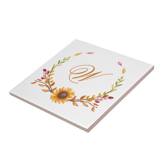 エレガント秋素朴フローラブーケモノグラム タイル (側面)