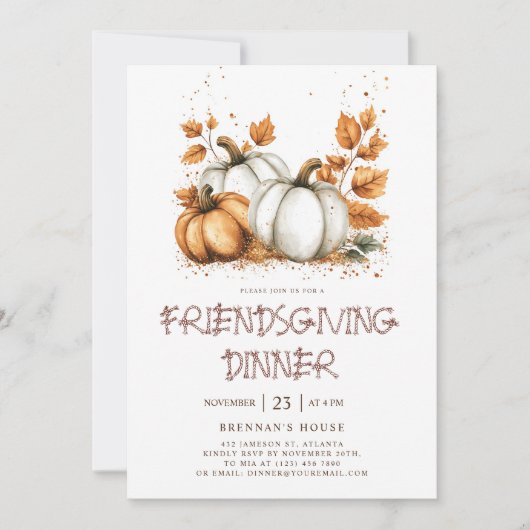 エレガント秋素朴感謝祭の友情 招待状 (正面)