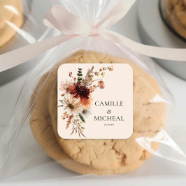 エレガント秋結婚フローラ スクエアシール