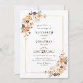 エレガント秋結婚開花 招待状 (正面)