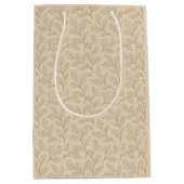 エレガント秋葉パターン | ミニマル秋 ミディアムペーパーバッグ (正面)