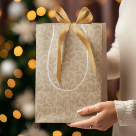 エレガント秋葉パターン | ミニマル秋 ミディアムペーパーバッグ