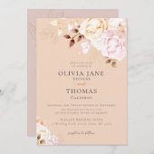 エレガント秋赤面オレンジ結婚フローラ 招待状 (正面/裏面)