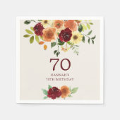 エレガント秋 | 秋フローラ70誕生日 スタンダードカクテルナプキン (正面)