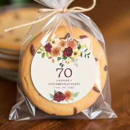 エレガント秋 | 秋フローラ70誕生日 ラウンドシール