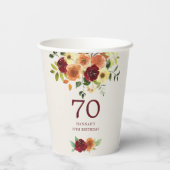 エレガント秋 | 秋フローラ70誕生日 紙コップ (裏面)