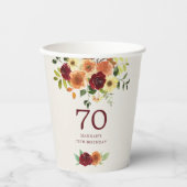 エレガント秋 | 秋フローラ70誕生日 紙コップ (正面)