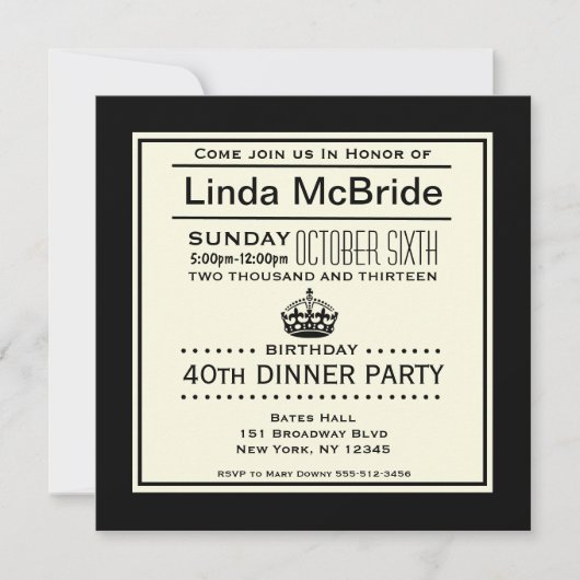 エレガント穏やかな誕生日を保って下さい 招待状 (正面)