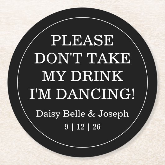 エレガント空白のと白結婚の ラウンドペーパーコースター (正面)