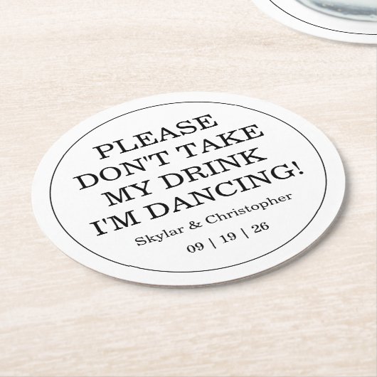 エレガント空白のと白結婚の ラウンドペーパーコースター (アングル)