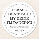 エレガント空白のと白結婚の ラウンドペーパーコースター (正面)