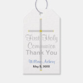 エレガント第1コミュニオンシルバークロスブルー ギフトタグ (正面)