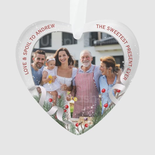 エレガント第1回クリスマス祖父母シルバーフレーム オーナメント (裏面)