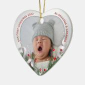 エレガント第1回クリスマス祖父母シルバーフレーム セラミックオーナメント (左)