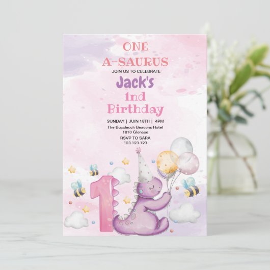 エレガント第1回生誕紫色の恐竜とミツバチ 招待状 (スタンド正面)