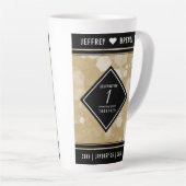 エレガント第1紙結婚周年記念お祝い カフェラテマグ (右アングル)