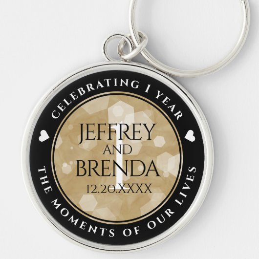 エレガント第1紙結婚周年記念お祝い キーホルダー (正面)