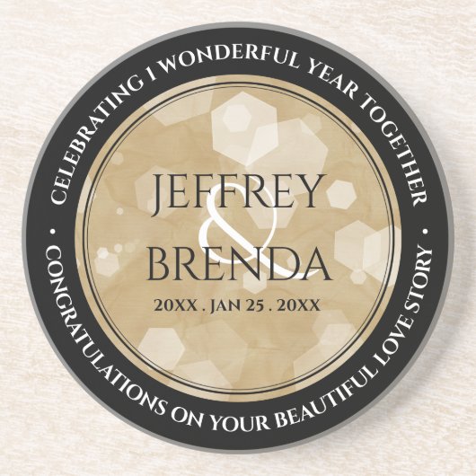 エレガント第1紙結婚周年記念お祝い コースター (正面)
