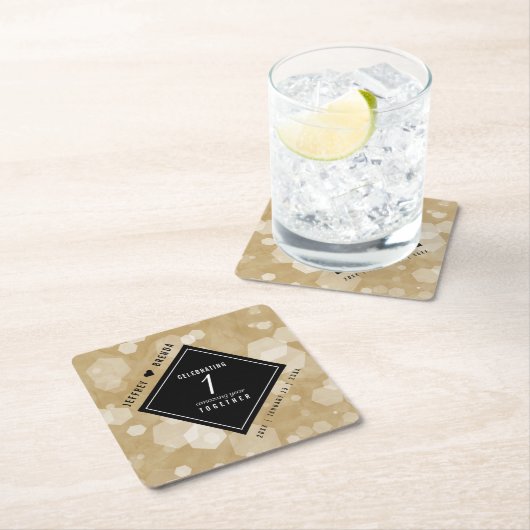 エレガント第1紙結婚周年記念お祝い スクエアペーパーコースター (インサイチュ)