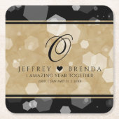 エレガント第1紙結婚周年記念お祝い スクエアペーパーコースター (正面)
