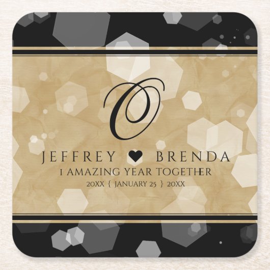 エレガント第1紙結婚周年記念お祝い スクエアペーパーコースター (正面)