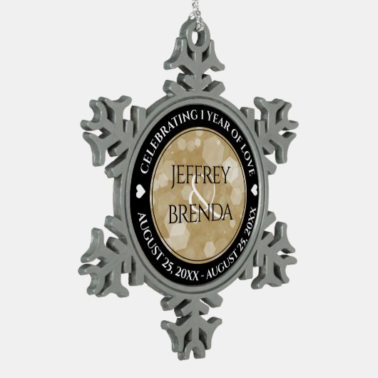 エレガント第1紙結婚周年記念お祝い スノーフレークピューターオーナメント (左)