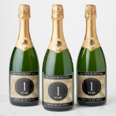 エレガント第1紙結婚周年記念お祝い スパークリングワインラベル (ボトル)