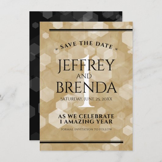 エレガント第1紙結婚周年記念お祝い セーブザデート (正面/裏面)