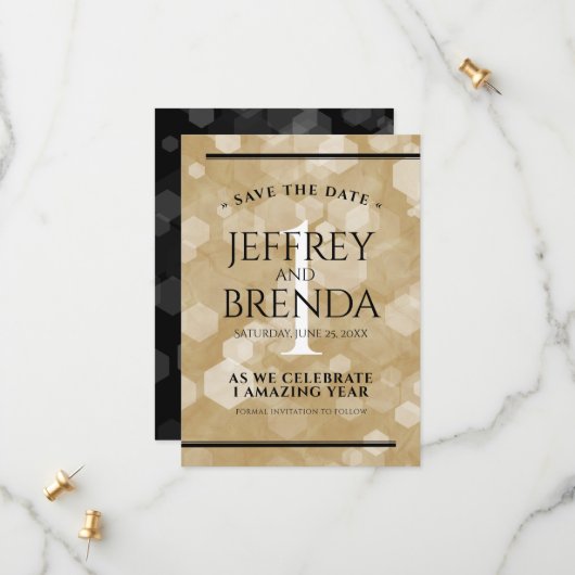 エレガント第1紙結婚周年記念お祝い セーブザデート (正面/裏面インサイチュ)