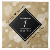 エレガント第1紙結婚周年記念お祝い タイル (正面)