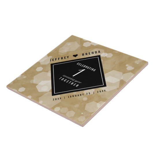 エレガント第1紙結婚周年記念お祝い タイル (側面)