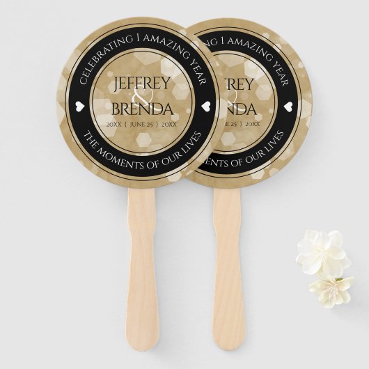 エレガント第1紙結婚周年記念お祝い ハンドファン (正面&裏面)