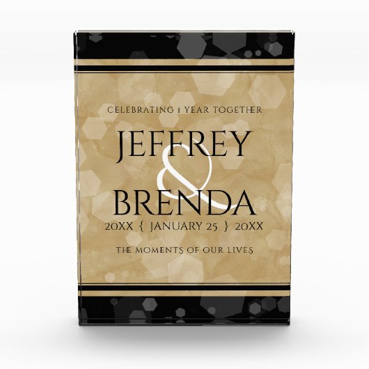 エレガント第1紙結婚周年記念お祝い フォトブロック (正面)
