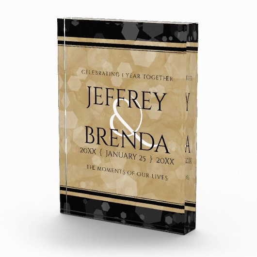 エレガント第1紙結婚周年記念お祝い フォトブロック (右)