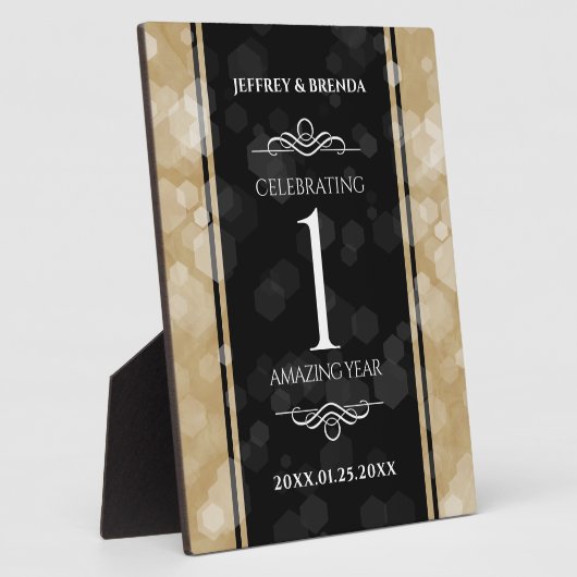 エレガント第1紙結婚周年記念お祝い フォトプラーク (側面)