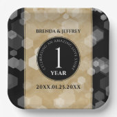 エレガント第1紙結婚周年記念お祝い ペーパープレート (正面)