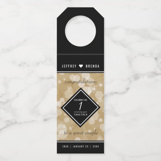 エレガント第1紙結婚周年記念お祝い ボトルネックタグ (正面)