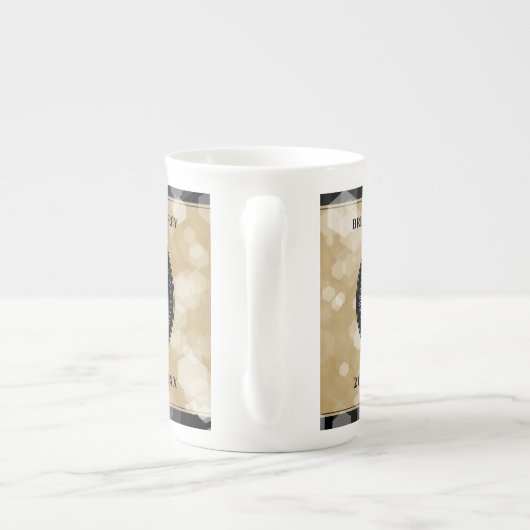 エレガント第1紙結婚周年記念お祝い ボーンチャイナマグカップ (裏面)